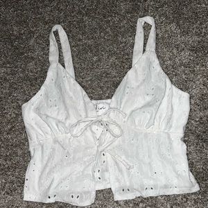 Cropped Lace White String tie Crop Top